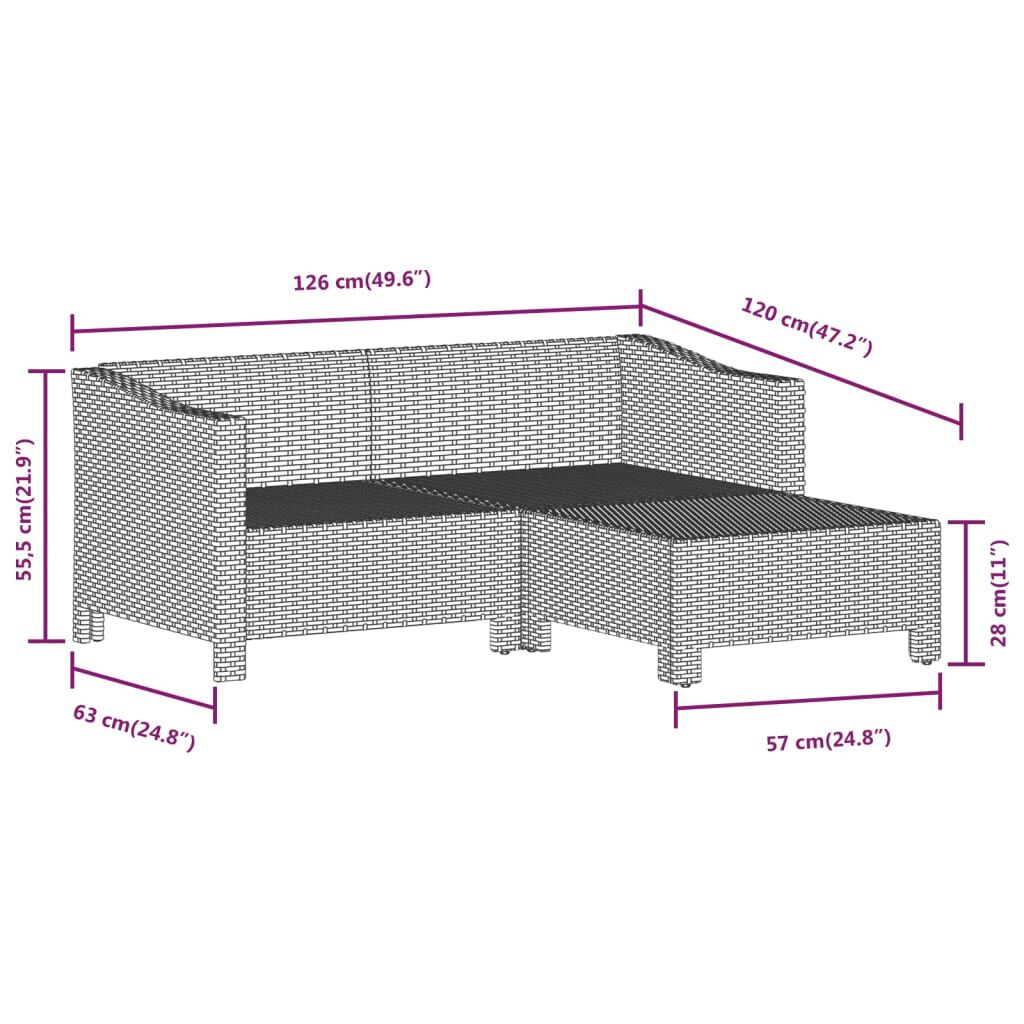vidaXL 7 Piece Garden Lounge Set with Cushions Grey Poly Rattan