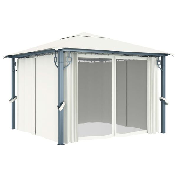 vidaXL Gazebo with Curtain 300x300 cm Cream Aluminium