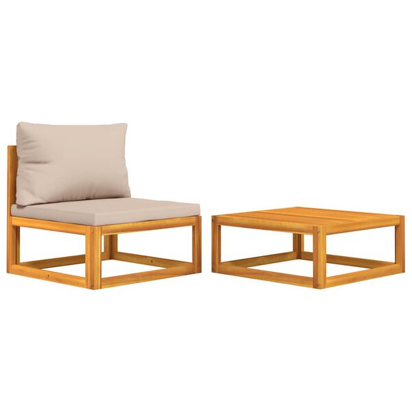 vidaXL 2 Piece Garden Sofa Set with Cushions Solid Wood Acacia