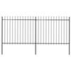 vidaXL Garden Fence with Spear Top Steel 359x150 cm Black