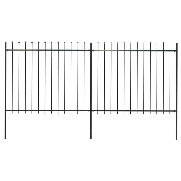 vidaXL Garden Fence with Spear Top Steel 359x150 cm Black