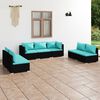 vidaXL 7 Piece Garden Lounge Set with Cushions Poly Rattan Black