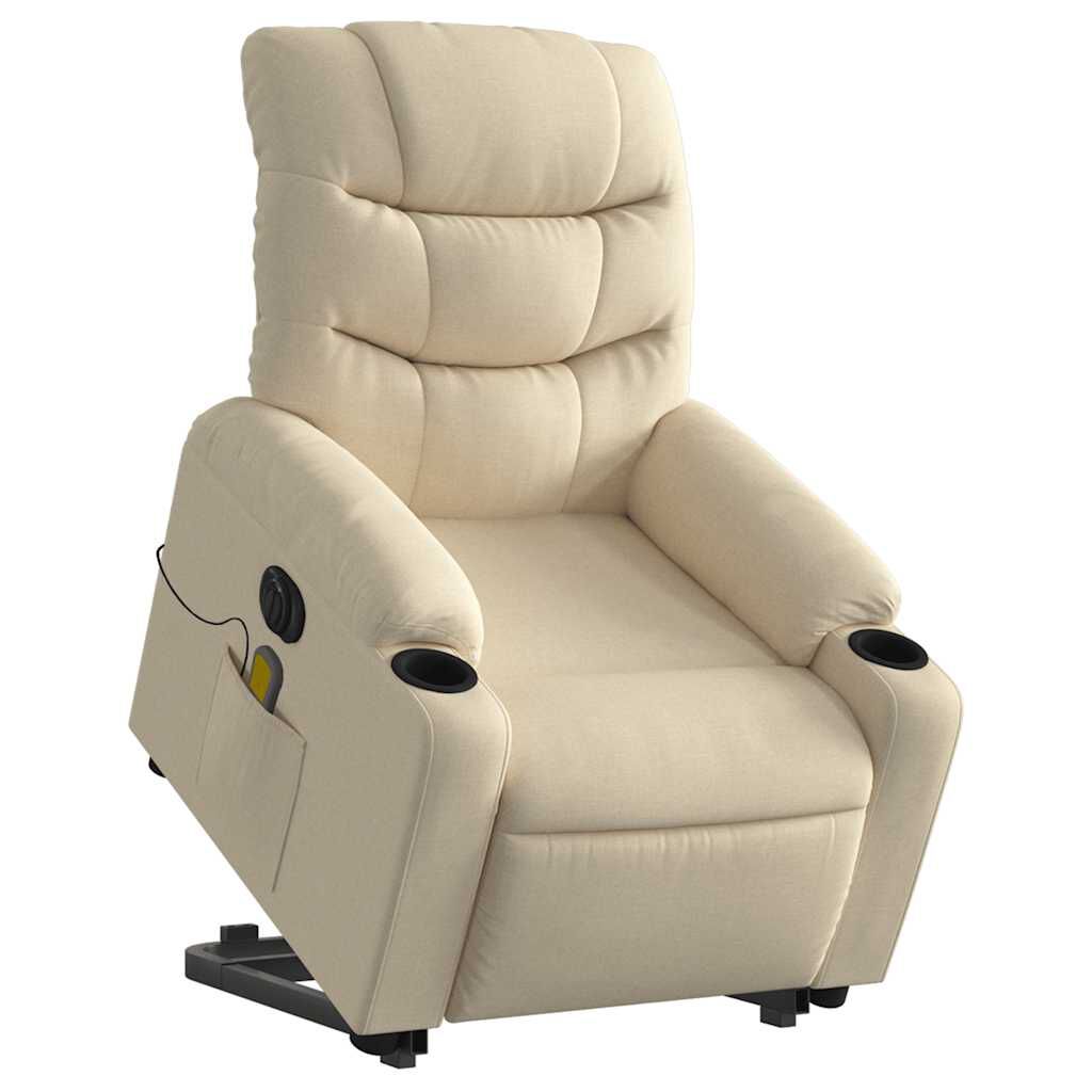 vidaXL Electric Stand up Massage Recliner Chair Cream Fabric