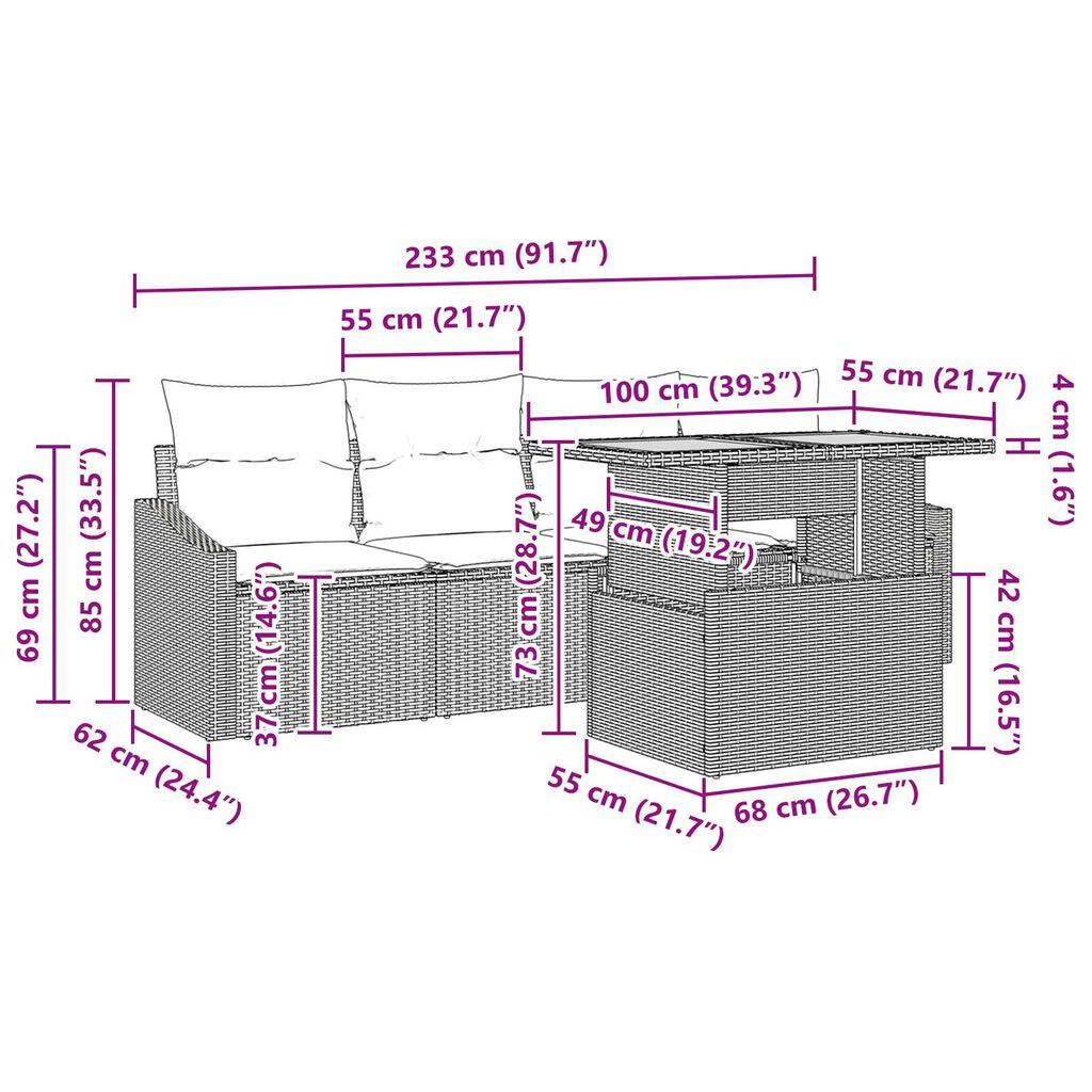 vidaXL 5 Piece Garden Sofa Set with Cushions Black Poly Rattan