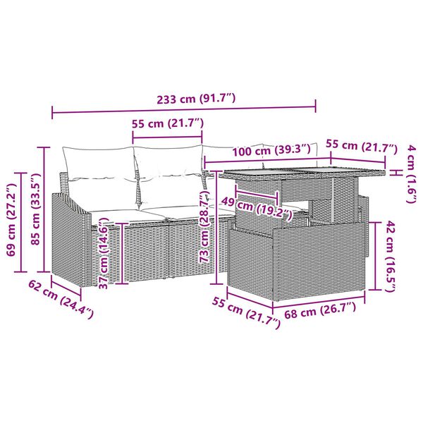 vidaXL 5 Piece Garden Sofa Set with Cushions Black Poly Rattan