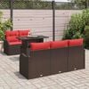 vidaXL Garden Sofa Set with Cushion 6 pcs Brown Poly rattan