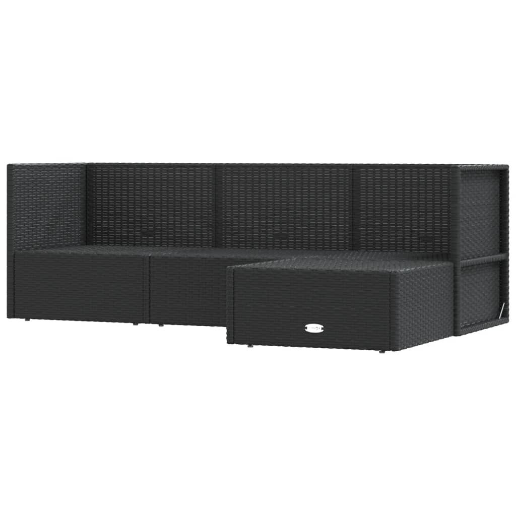 vidaXL 4 Piece Garden Lounge Set with Cushions Black Poly Rattan