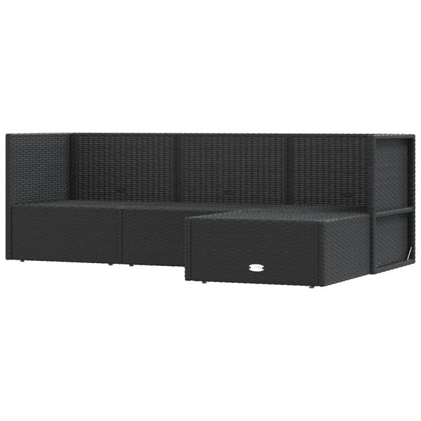 vidaXL 4 Piece Garden Lounge Set with Cushions Black Poly Rattan