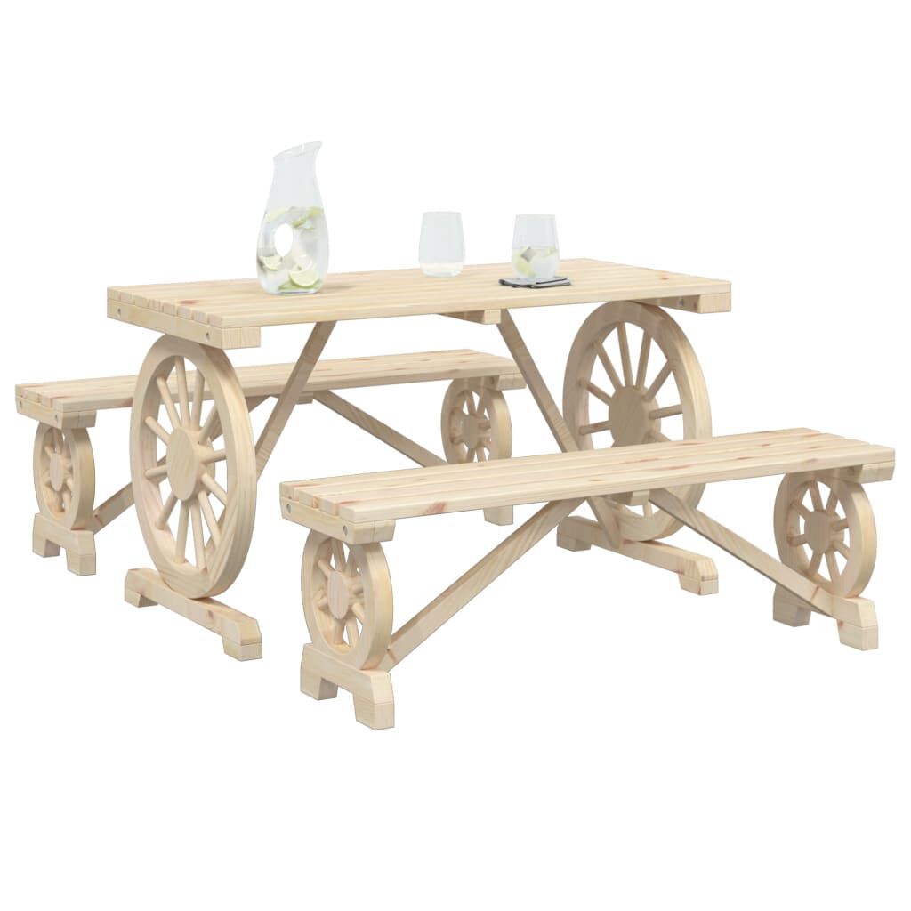 vidaXL 3 Piece Garden Dining Set Solid Wood Fir