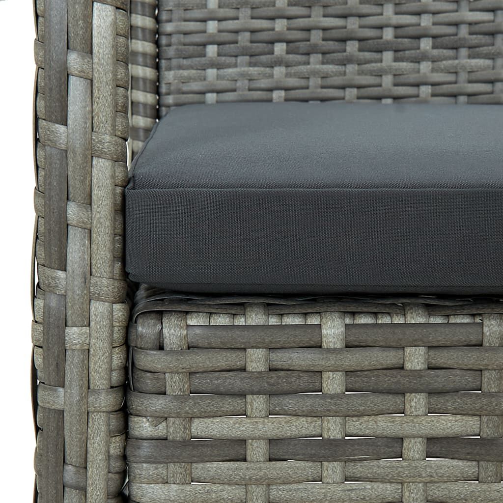 vidaXL 3-Seater Garden Sofa with Cushions Grey Poly Rattan