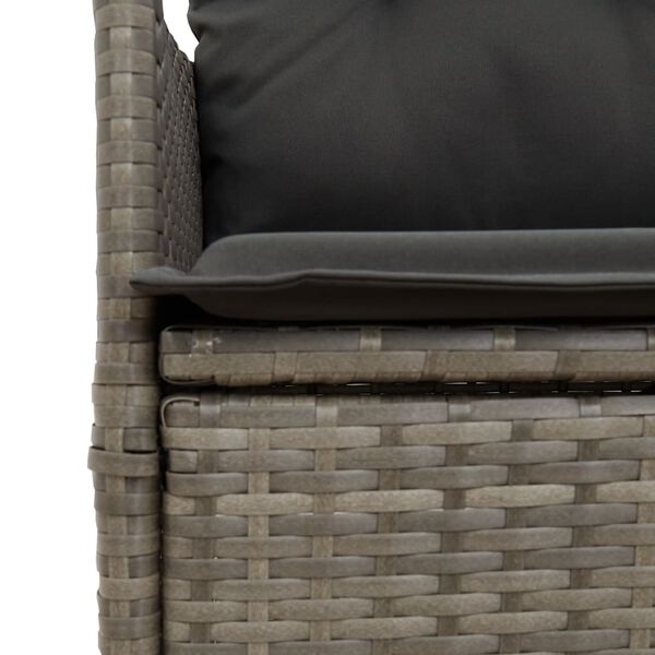 vidaXL 7 Piece Garden Dining Set with Cushions Grey Poly Rattan