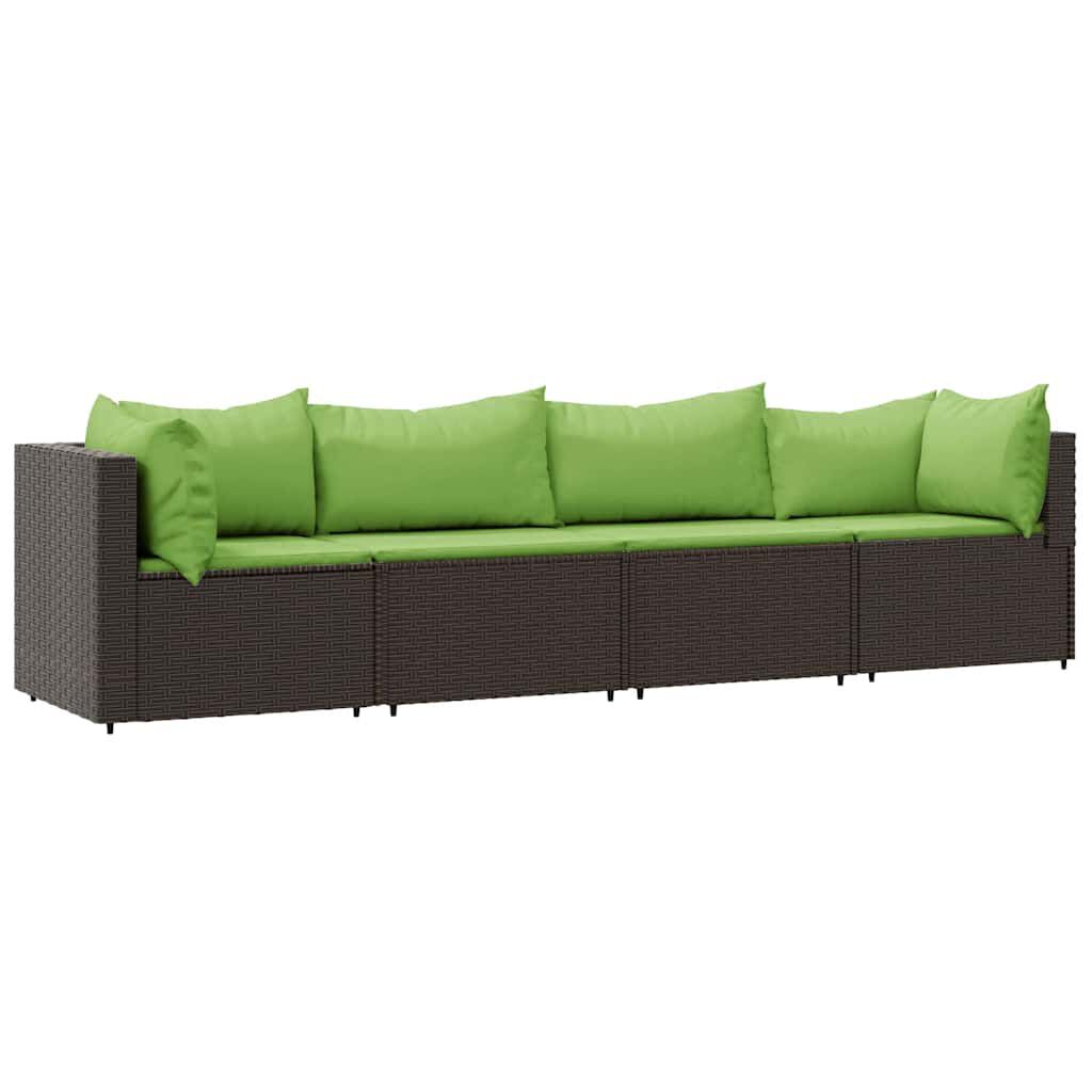vidaXL 4 Piece Garden Lounge Set with Cushions Brown Poly Rattan