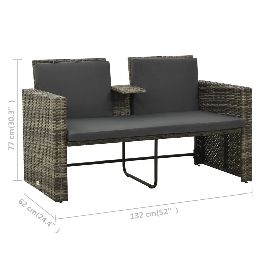 vidaXL 3 Piece Garden Lounge Set with Cushions Poly Rattan Grey