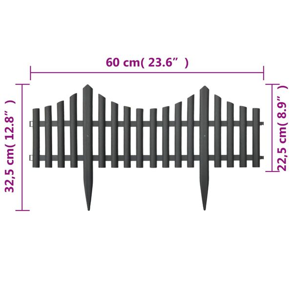 vidaXL Lawn Edgings 17 pcs Anthracite 10 m PP