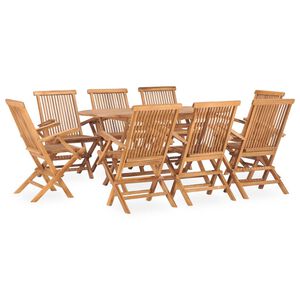 vidaXL 9 Piece Folding Outdoor Dining Set Solid Teak Wood