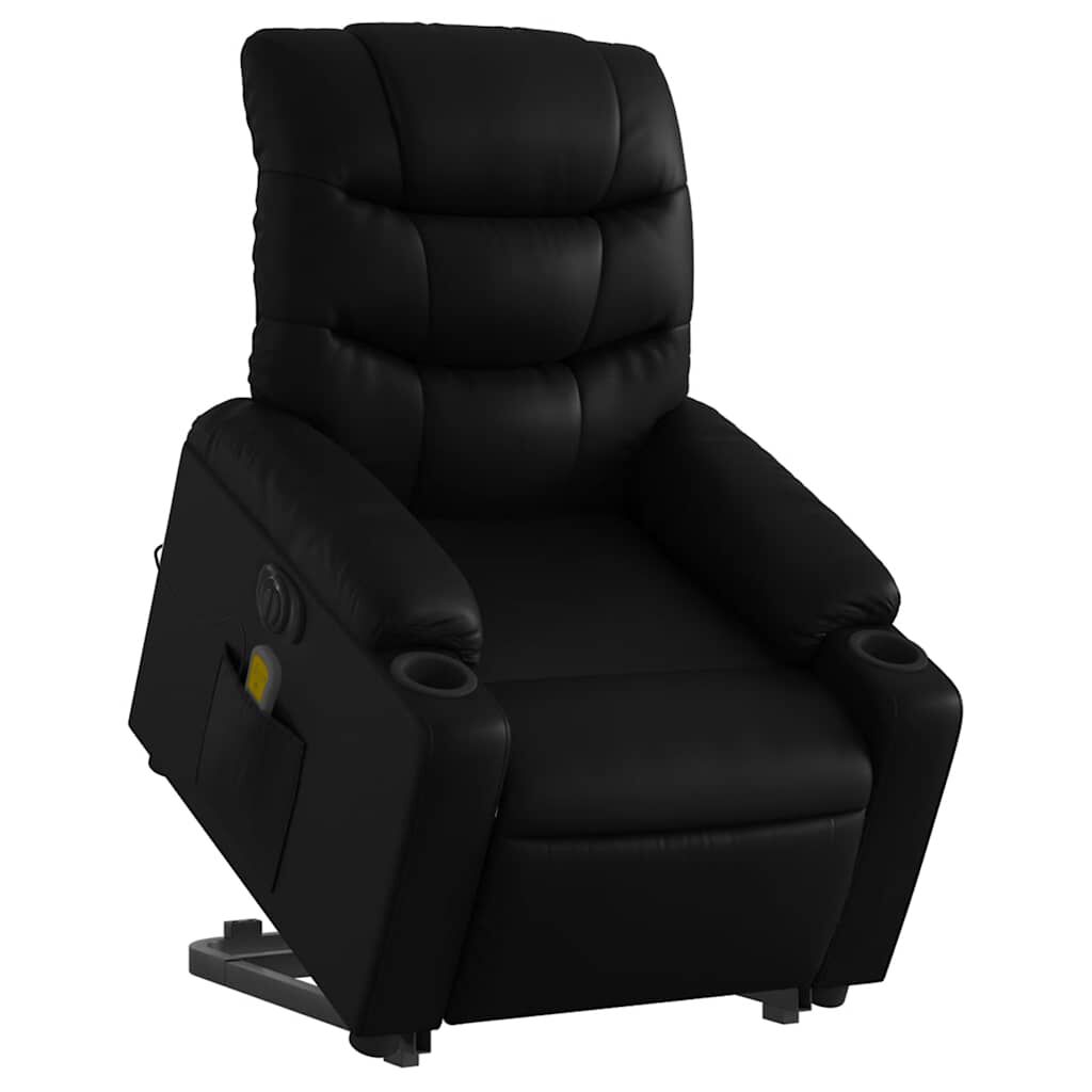 vidaXL Electric Stand up Massage Recliner Chair Black Faux Leather