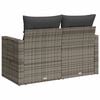 vidaXL Garden Sofa with Cushions 2-Seater Grey Poly Rattan
