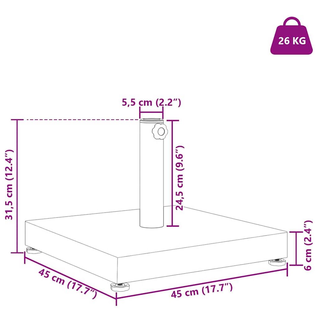vidaXL Outdoor Umbrella Bases Black 45 x 45 x 31.5 cm Steel, Concrete