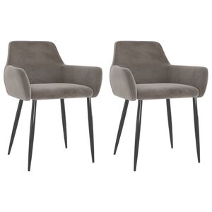vidaXL Dining Chairs 2 pcs Light Grey Velvet