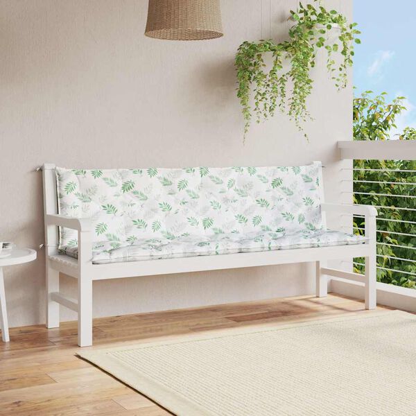 vidaXL Garden Bench Cushions 2 pcs Leaf Pattern 200x50x7 cm Fabric