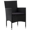 vidaXL 5 Piece Garden Lounge Set With Cushions Poly Rattan Black