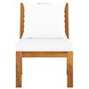 vidaXL Sectional Middle Sofa with Cream Cushion Solid Acacia Wood