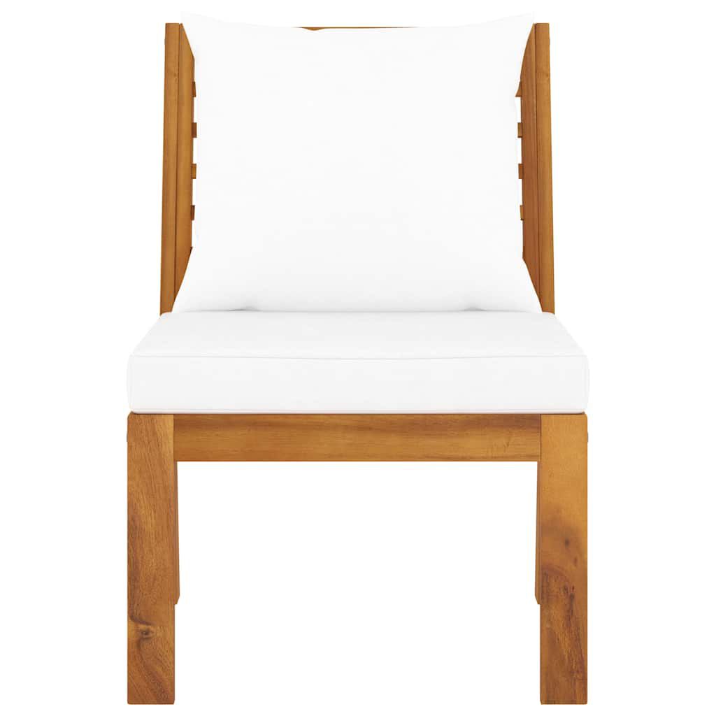 vidaXL Sectional Middle Sofa with Cream Cushion Solid Acacia Wood