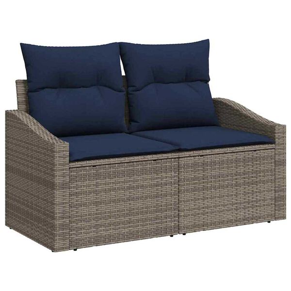 vidaXL Sofa Set with Cushion 4 pcs Grey Poly Rattan