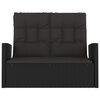 vidaXL Reclining Garden Bench with Cushions Black 118 cm Poly rattan
