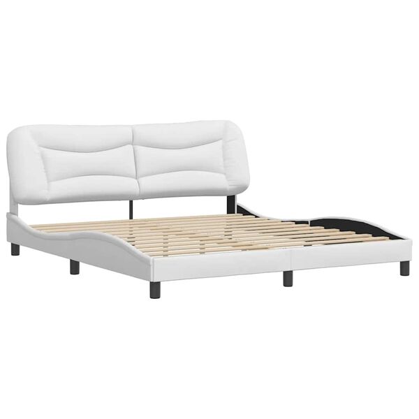 vidaXL Bed Frame without Mattress "Hvar" White 183x213 cm Faux Leather