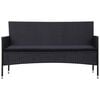 vidaXL 5 Piece Garden Lounge Set With Cushions Poly Rattan Black