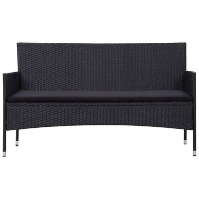 vidaXL 5 Piece Garden Lounge Set With Cushions Poly Rattan Black