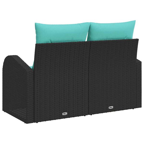 vidaXL Garden Sofa Black 124 x 62 x 85cm Poly Rattan