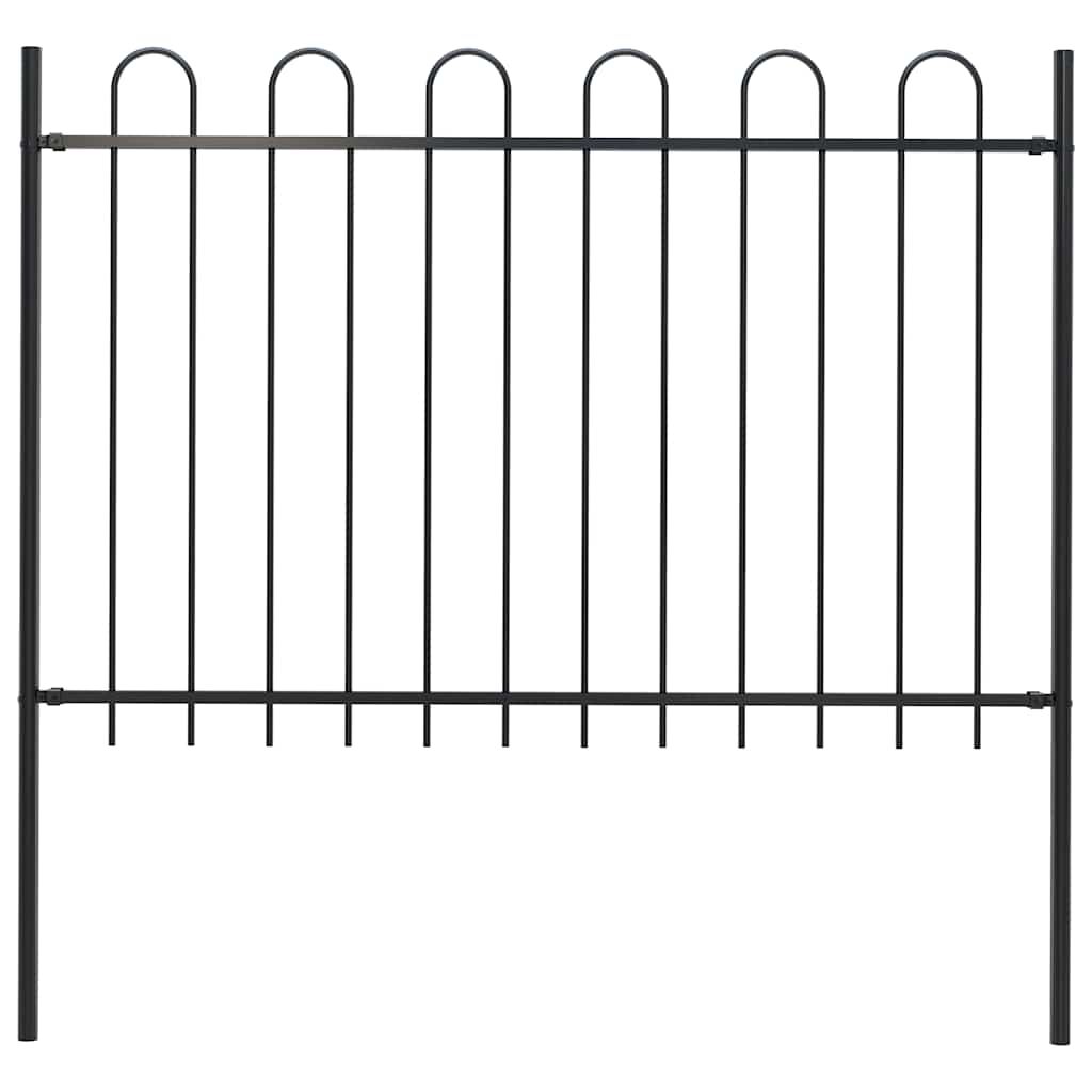 vidaXL Garden Fence with Hoop Top Steel 1.8 m Black