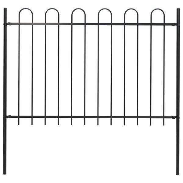 vidaXL Garden Fence with Hoop Top Steel 1.8 m Black