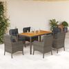vidaXL 7 Piece Garden Dining Set with Cushions Grey Poly Rattan
