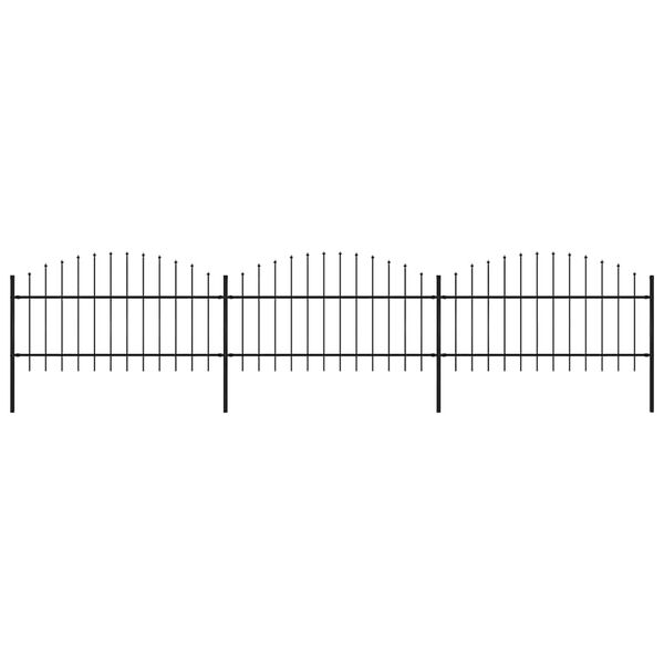 vidaXL Garden Fence with Spear Top Steel 537x125 cm Black