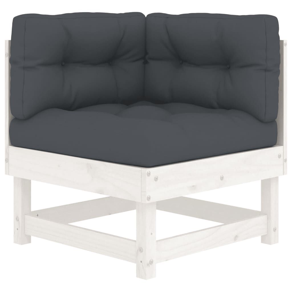 vidaXL 6 Piece Garden Lounge Set with Cushions White Solid Wood