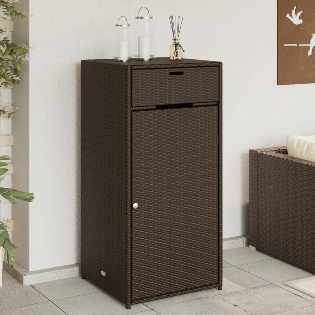 vidaXL Garden Storage Cabinet Brown 55x55x111 cm Poly Rattan