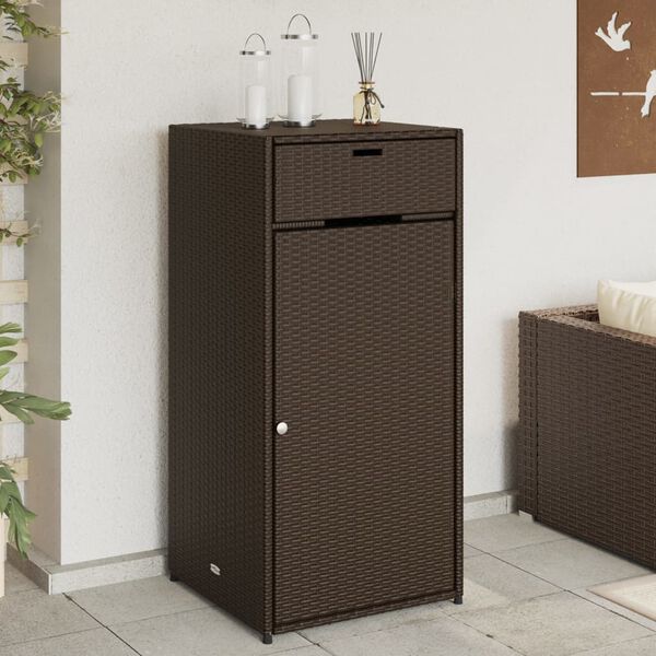 vidaXL Garden Storage Cabinet Brown 55x55x111 cm Poly Rattan