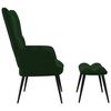 vidaXL Relaxing Chair with a Stool Dark Green Velvet