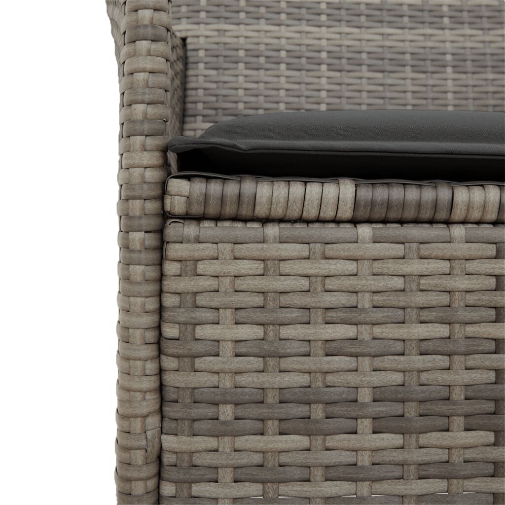 vidaXL Garden Chairs with Cushions 2 pcs Grey Poly Rattan&Solid Wood