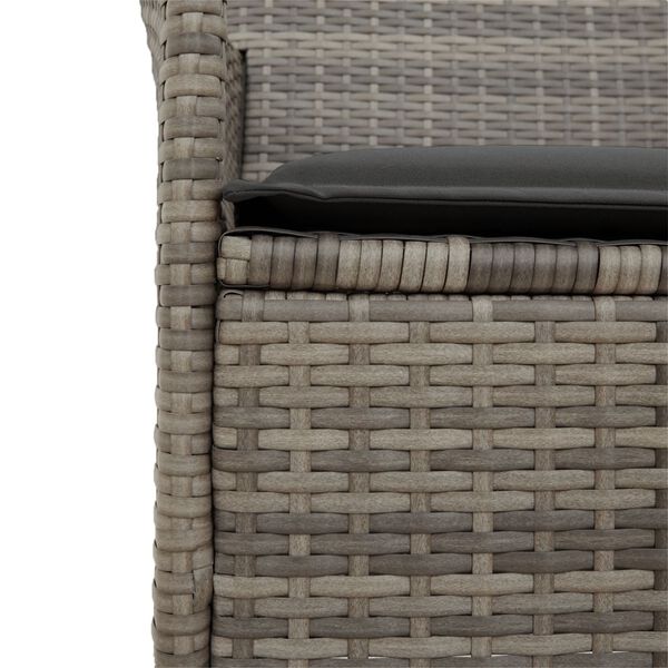 vidaXL Garden Chairs with Cushions 2 pcs Grey Poly Rattan&Solid Wood