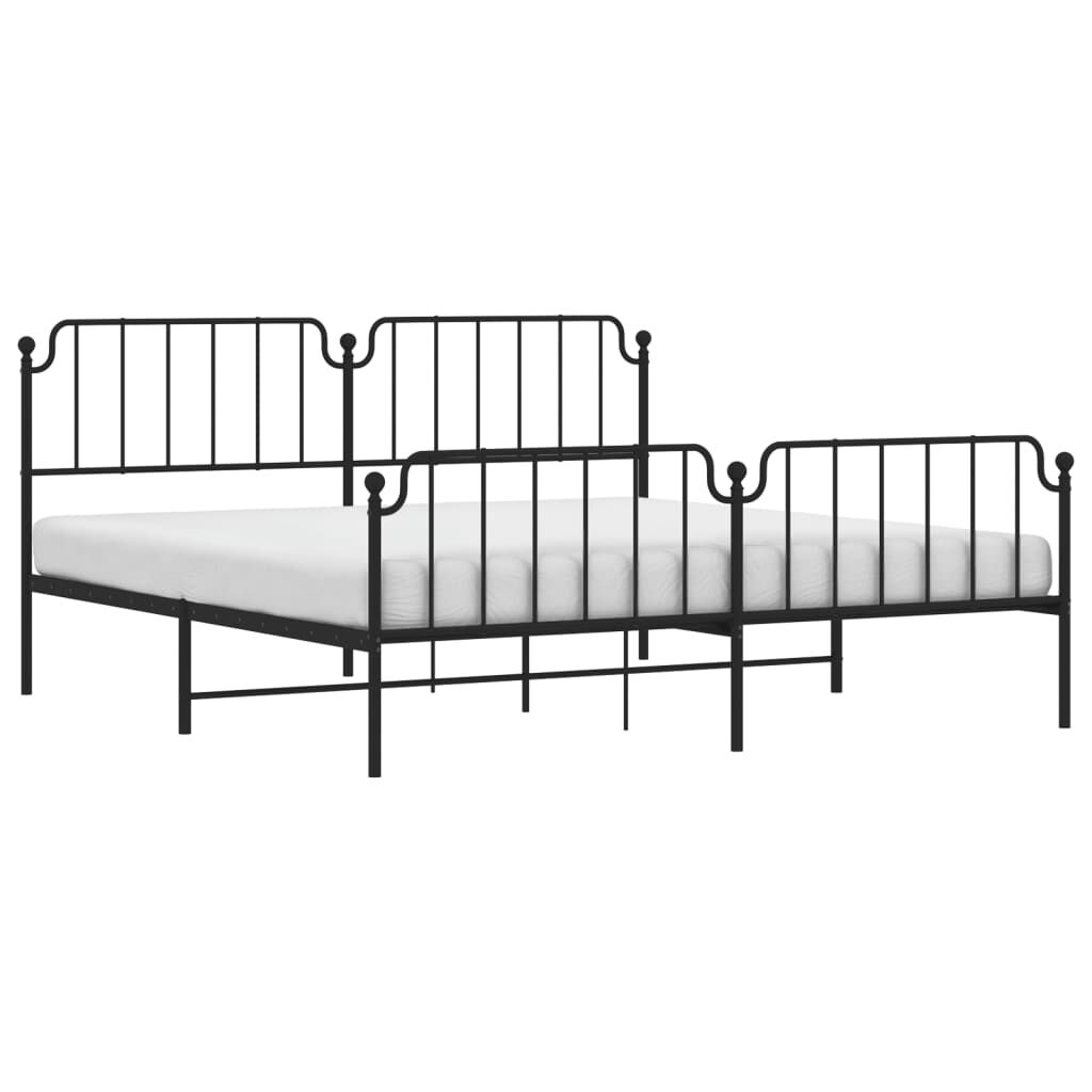 vidaXL Metal Bed Frame without Mattress with Footboard Black 193x203cm