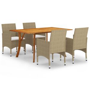 vidaXL 5 Piece Garden Dining Set Beige
