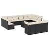 vidaXL 14 Piece Garden Sofa Set with Cushions Black Poly Rattan