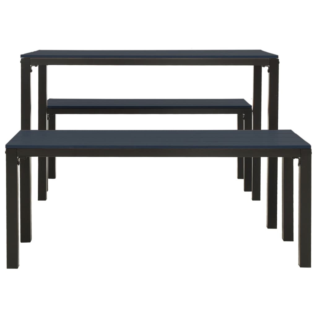vidaXL 3 Piece Garden Dining Set Steel and WPC Black