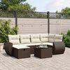 vidaXL 6 Piece Garden Sofa Set with Cushions Brown Poly Rattan