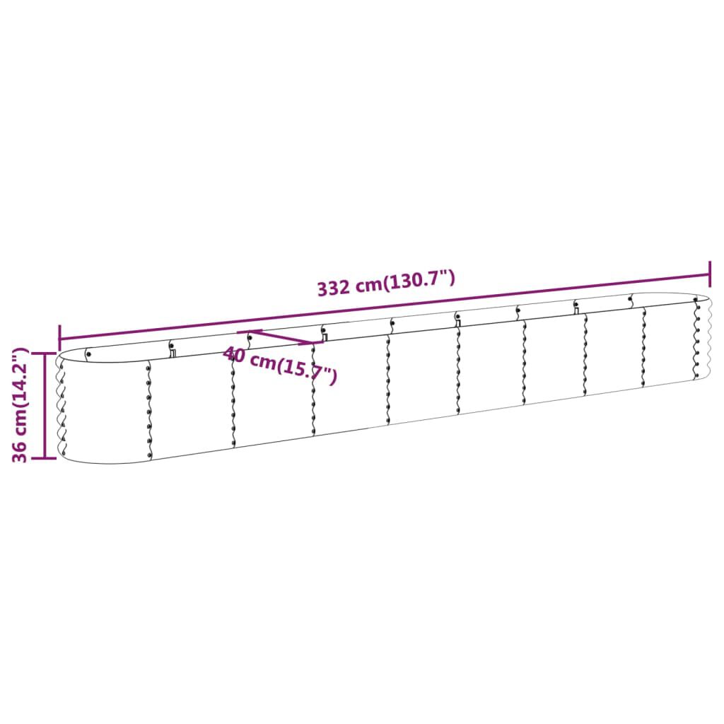 vidaXL Garden Raised Bed Galvanised Steel 332x40x36 cm Anthracite