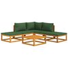 vidaXL 6 Piece Garden Lounge Set with Green Cushions Solid Wood